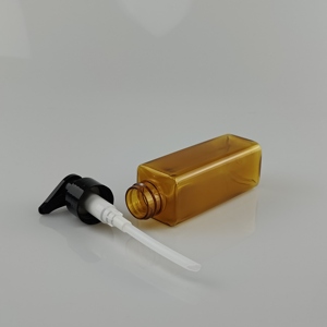 Botella Dispensadora de Loción Recargable con Bomba Cuadrada Color Ámbar para Champú, Aceite Esencial, Jabón Líquido - Product Image 2
