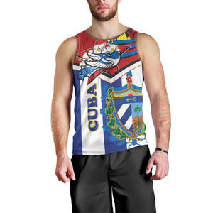 Custom <span class=keywords><strong>Cuba</strong></span> Independence Day 1868 Hombres Tank Top <span class=keywords><strong>Tocororo</strong></span> Con Blanco Mariposa Venta al por mayor <span class=keywords><strong>Cuba</strong></span> Tank Top - Product Image 3