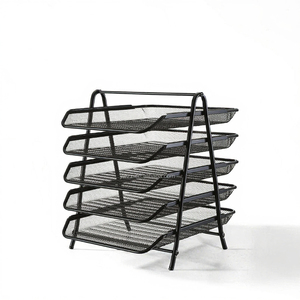 Organizador de Archivos Multifuncional para Oficina, Estable, Desmontable, de Cinco Niveles, de Hierro Forjado, con Bandejas para Documentos, Rejilla Metálica, Color Negro - Product Image 3