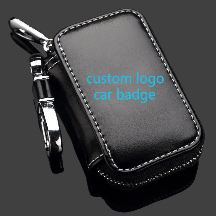 Capa de couro para chaves de carro, cobertura universal para chaves com logotipo
