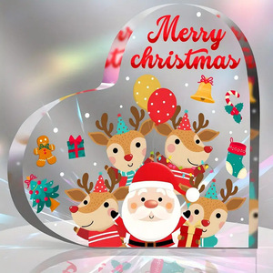 Tùy Chỉnh In Ấn Trong Suốt Giáng Sinh Trang Trí <span class=keywords><strong>Acrylic</strong></span> Trái Tim Lưu Niệm Khối Cho Bảng - Product Image 3