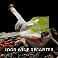 Bouteille de carafe transparente automatique faite à la main Casier à vin en bois de haute qualité Portable verre métal Logo personnalisé pour le vin