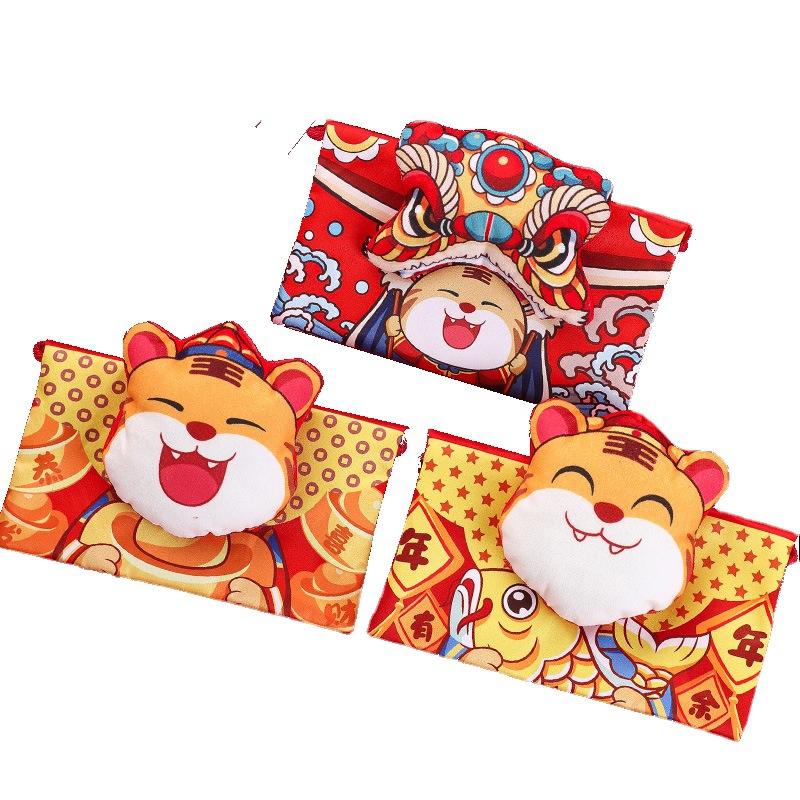 2022 красный конверт из ткани в китайском стиле, новый китайский тигровый красный конверт в китайском стиле