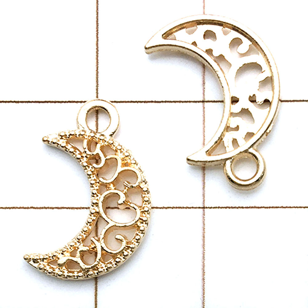 1 KC gold patterned moon - 0.5g - 12*18mm - 18244