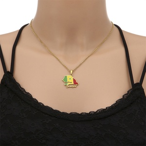 Hot Sale Senegal Map <b>Necklace</b> <b>Men</b> Women Customized African Country Map <b>Necklace</b> Enamel Stainless Steel Pendant <b>Necklace</b> - Product Image 4