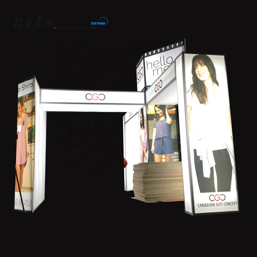 Detian offre rétro-éclairé 6x6 stand d'exposition 20x20 stand d'exposition design