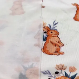 Custom Design Soft Anti-bacteria Jersey Cute Animal Rabbit Digital Printing Knitted Bamboo Fiber Fabric For Baby Cloth