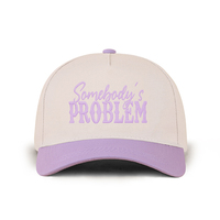 Gorra de Béisbol Personalizada de Cinco Paneles en Dos Tonos, Bordada con la Frase "Somebody's Problem", Venta Directa de Fábrica