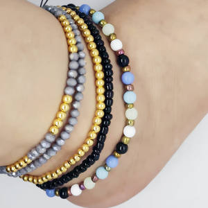 Bijou de <span class=keywords><strong>cheville</strong></span> pour femme en alliage de fer blanc plaqué or 18 carats, style bohème, avec imitation perle, cristal et strass en forme de papillon - Product Image 1