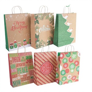 Bolsas de Regalo Navideñas de Papel Kraft Marrón de Lujo, Hechas a Mano, Biodegradables y Duraderas, con Asa Larga - Product Image 2