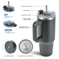 Toptan 40oz paslanmaz çelik saplar Tumbler 30 oz sıcak termal kahve kupa su şişesi Metal payet kapağı ile özelleştirilebilir