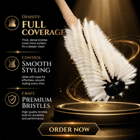 Brosse à cheveux ronde en poils de sanglier avec manche en liège pour coiffage, séchage et démêlage – Outil de coiffure