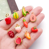 Fruit emaille bedels voor het maken van sieraden, 11 mm, 3D zinklegering DIY hangers, 30 stijlen