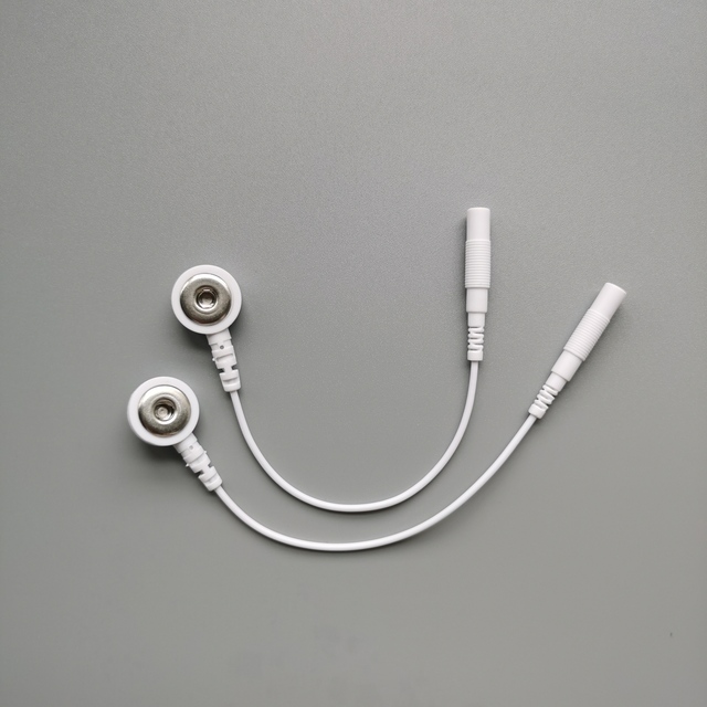 White Color TENS Electrode Wires With 3.5mm Snap Conversion to 2.0mm for TENS Machine