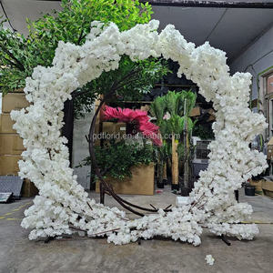 زهور اصطناعية A58 بيضاء نقية ووردية وحمراء، أغصان زهور الكرز، شجرة زهور، قوس منحني لتزيين ممر حفلات الزفاف - Product Image 3