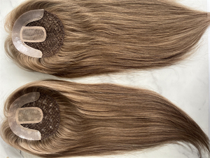 Cabello humano crudo de la mejor calidad, <span class=keywords><strong>Color</strong></span> Balayage marrón, parte superior de red de seda, extremo grueso <span class=keywords><strong>para</strong></span> sistema de integración - Product Image 5