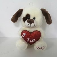 Peluche chien personnalisée en usine, jouet doux surprise, peluches chien cœur d'amour, animaux en peluche mignons rembourrés pour la décoration et les cadeaux