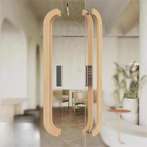 Manija <span class=keywords><strong>de</strong></span> puerta <span class=keywords><strong>de</strong></span> vidrio <span class=keywords><strong>de</strong></span> madera <span class=keywords><strong>de</strong></span> nogal maciza con LOGO grabado personalizado, herrajes comerciales para tiendas minoristas <span class=keywords><strong>de</strong></span> <span class=keywords><strong>ropa</strong></span>. - Product Image 3