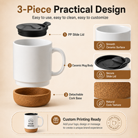 Mug en céramique personnalisé de 15 oz pour sublimation, vente en gros, gobelet à café avec poignée et base en bois, idéal pour cadeaux d'entreprise et promotionnels