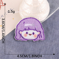 Patchs brodés sur ordinateur, badges tête de fille mignonne de dessin animé, autocollants en tissu pour accessoires vestimentaires, patchs brodés DIY