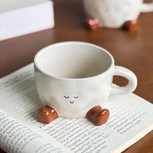 Tasse à pieds adorable-Tasse à café créative en céramique Instagram à profil haut Tasse à lait petit-déjeuner Tasse à eau en céramique - Product Image 5