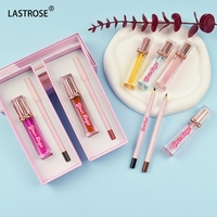 Vente chaude Haute Pigment Végétalien Brillant À Lèvres Crayon À Lèvres Ensemble Marque Privée Longue Durée Mat Shimmer 2 en 1 Maquillage Lèvres Kit
