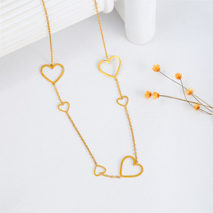 Collar de Acero de Titanio con Corazón Hueco Dorado para Mujer, Elegante, de Lujo, para el Día a Día, Joyería de Moda - Product Image 5