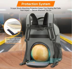<b>Bowling</b> Ball Backpack with Shoe Compartment Single Ball Bag for Men Multi-Pocket <b>Bowling</b> Gear Bag - Product Image 2