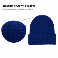 Bonnet en tricot gaufré haute densité avec logo personnalisé, double couche, revers plié, chaud pour l'hiver, élastique, pour fournisseur de chapeaux en gros