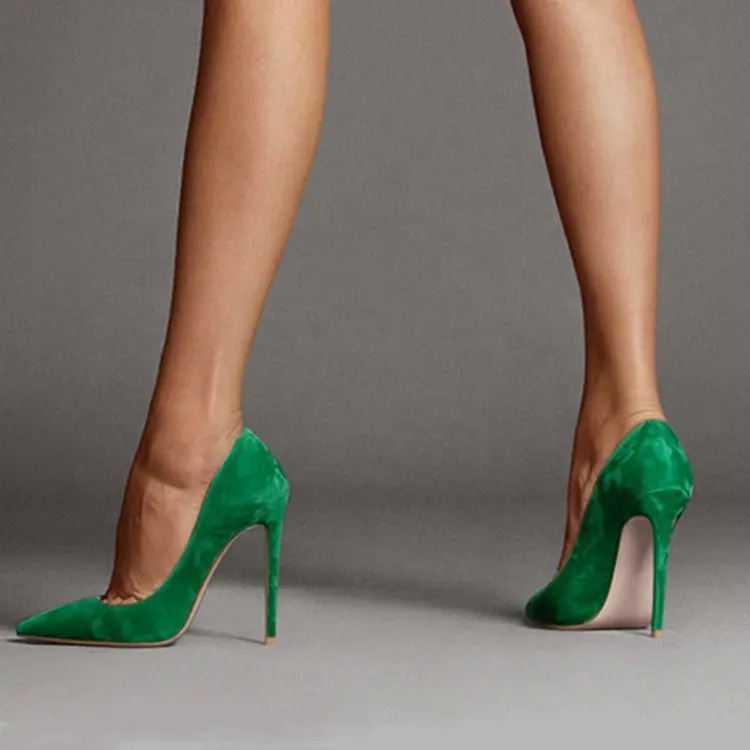 2021 패션 트렌드 마카롱 컬러 스웨이드 Pu 높은 얇은 뒤꿈치 지적 발가락 클래식 우아한 여성 신발 펌프