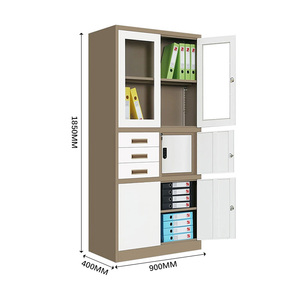 Armoire <span class=keywords><strong>de</strong></span> rangement en métal moderne <span class=keywords><strong>à</strong></span> 2, 3 ou 4 portes, en acier, couleur brun rustique, avec serrure <span class=keywords><strong>à</strong></span> clé et fonction réglable, 4 tiroirs, mobilier <span class=keywords><strong>de</strong></span> <span class=keywords><strong>bureau</strong></span> - Product Image 2