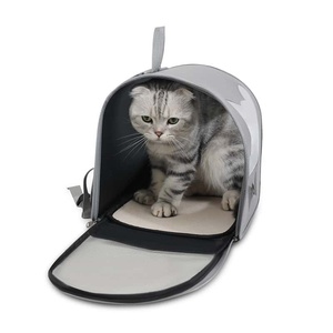 Gray Oxford <b>Cat</b> Carrier <b>Backpack</b> with Mesh Window Breathable Fashion Pet Travel Bag Small Outdoor Use - Product Image 3