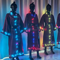 Costume de guerrier chinois lumineux à LED, style Hanfu classique, pour spectacle de danse sur scène, défilé, Halloween, spectacle, cosplay, festival