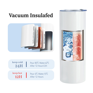 50パック米国倉庫20オンスステンレス鋼二重壁スキニーストレートタンブラープラスチックストロー付き白昇華ブランク - Product Image 4