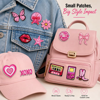 Lot de 30 patchs Y2K aléatoires pour filles, badges brodés thermocollants, appliques DIY écologiques roses esthétiques pour vêtements et chapeaux