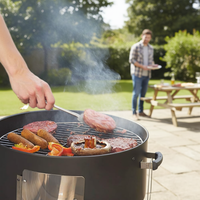 Barbecue au charbon de bois 3-en-1 en acier avec télécommande, portable, pour camping, pique-nique, jardin et fêtes