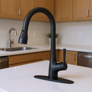 Grifo de Cocina Monomando Negro Mate Extraíble de 10-12 Pulgadas, Montaje en Encimera, Diseño Moderno - Product Image 2