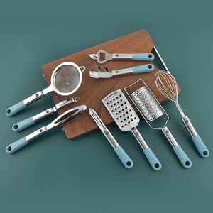 Juego <span class=keywords><strong>de</strong></span> 14 utensilios <span class=keywords><strong>de</strong></span> cocina azul macaron: batidor, sacacorchos, cuchara para helado, rallador, pelador, tamiz, utensilios para hornear, ligeros - Product Image 4