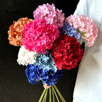 Bunga Hydrangea Sutra Besar Buatan Tangan, Tangkai Bunga Lembut, Dekorasi Pernikahan, Hotel, dan Tempat Acara