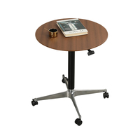 Ada Furniture Table basse mobile à hauteur réglable à gaz pour le salon Table ronde d'appoint avec roues