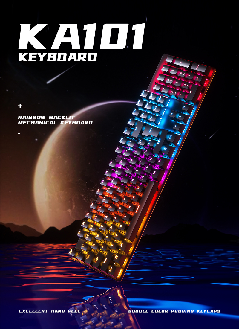 Best RGB Wired Keyboard Brown Black Cyan Axis 104 Keys Mechanical Gaming Keyboard