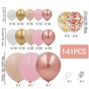 Décoration <span class=keywords><strong>de</strong></span> fête d'anniversaire Pafu, 141 pièces, ballons rose pastel et or chromé <span class=keywords><strong>de</strong></span> différentes tailles avec ballons à confettis, kit <span class=keywords><strong>de</strong></span> guirlande d'arche <span class=keywords><strong>de</strong></span> ballons - Product Image 2