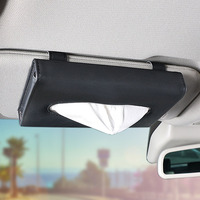 Hot Selling Leer Rechthoek Auto Accessoires Papieren Servet Doos Tissue Opbergdoos Geval Houder Voor Auto Met Clip