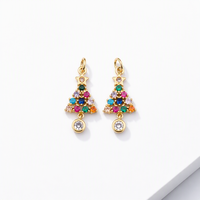Boucles d'oreilles pendantes QX personnalisées en argent sterling 925, motif sapin de Noël, plaquées or, avec zircons cubiques multicolores, bijoux en gros