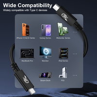 Câble USB4 ULT-unite coaxial AWG30 avec gaine en PVC souple, type C, prend en charge l'affichage UHD 5K 60Hz, transfert de données 80 Gbps, charge PD 240 W