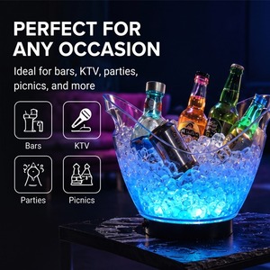 Seau à glace LED rechargeable pour fête, <span class=keywords><strong>4L</strong></span> 8L 12L, couleurs RGB, pour vin, champagne, bar, KTV, hôtel, logo personnalisé, transfert thermique, fourniture OEM - Product Image 4