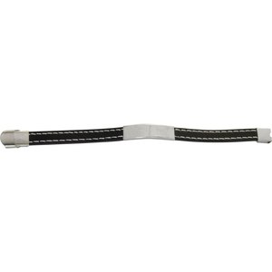 Braccialetto alla Moda con Cordoncino Bianco e Design in Acciaio Nero - Product Image 1