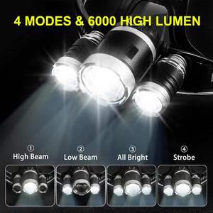 Factory for 5000 Lumens Super Brightness LED <strong>Headlamp</strong> IP55 Waterproof Rechargeable Camping 500m Long Beam Distance - Product Image 5