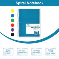 Cahiers à spirales personnalisés pour l'école et l'université, 1 matière, couleurs assorties, A4 B5