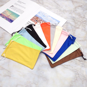 Tại chỗ đa màu sắc tùy chọn Eyewear Pouch in logo flannel vải đóng gói Kính mắt túi dây rút túi lưu trữ kính trường hợp - Product Image 2